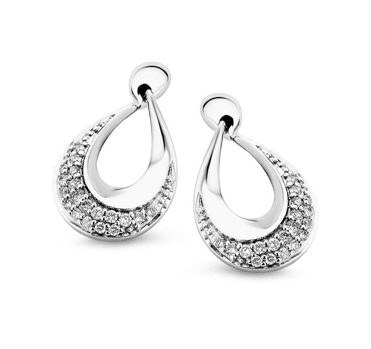 Silver Diamond Teardrop Hoops